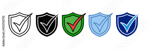 Shield With Checkmark Icon Element For Design