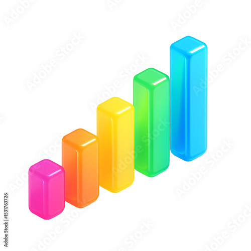 Free Download Elegant 3D Glossy Plastic Bars Floating in Ascending Order for Infographic Use - GFXLoad