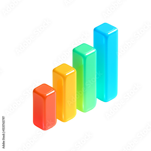 Free Download Abstract Business Growth Concept with Glossy Floating Plastic Bars in 3D - GFXLoad