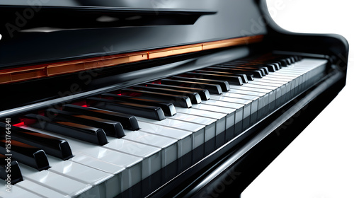 Piano keyboard partial view isolated on transparent background