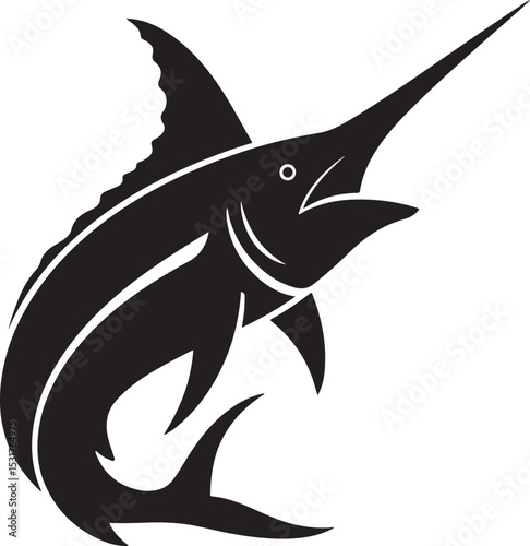 Elegant Marlin Fish Silhouette Illustration with Clean Lines and Simple Design