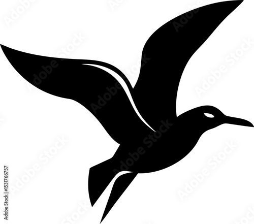 Waterbird Seagull Silhouette - Vector Illustration on Transparent Background