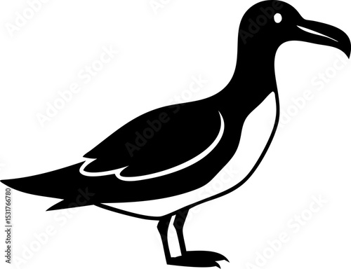 Waterbird Seagull Silhouette - Vector Illustration on Transparent Background
