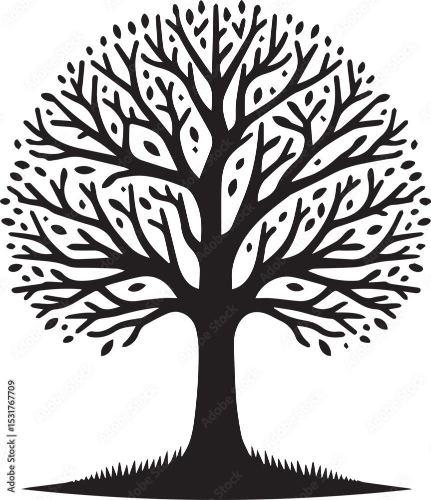 Obraz premium tree silhouette vector, tree logo vector illustration ,tree silhouette vector icon design