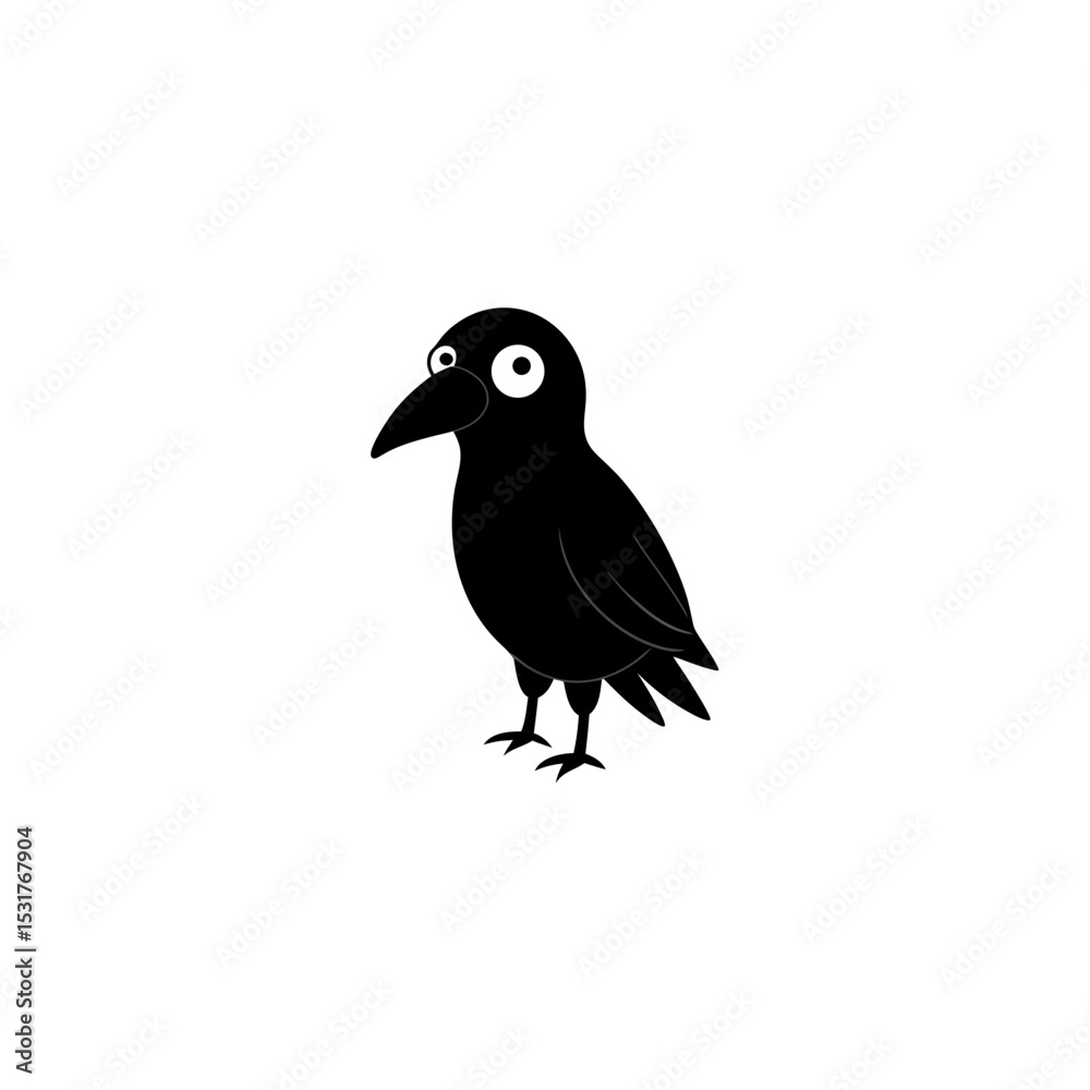 Obraz premium black crow silhouette on white background 
