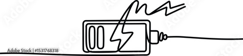 battery charging Continuous one line drawing