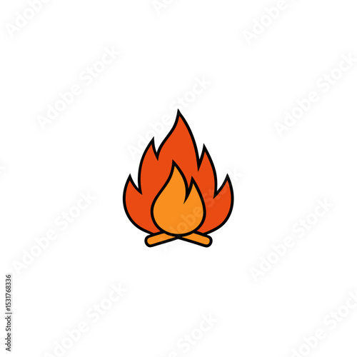 cartoon campfire with flames on white background  