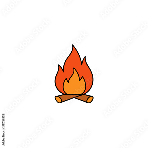cartoon campfire with flames on white background  .svg