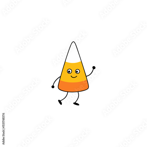 cartoon candy corn marching on white background 