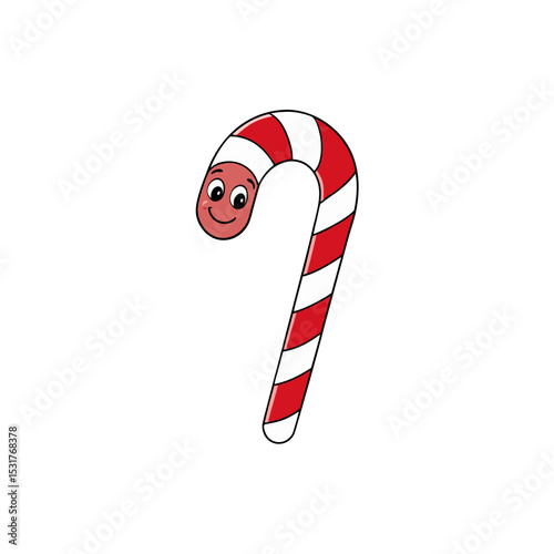 cartoon candy cane on white background  christmas .svg