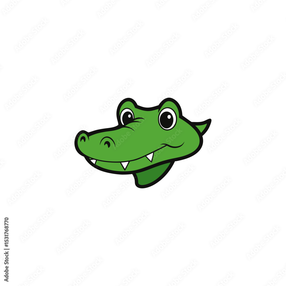 Fototapeta premium cartoon crocodile head on white background 