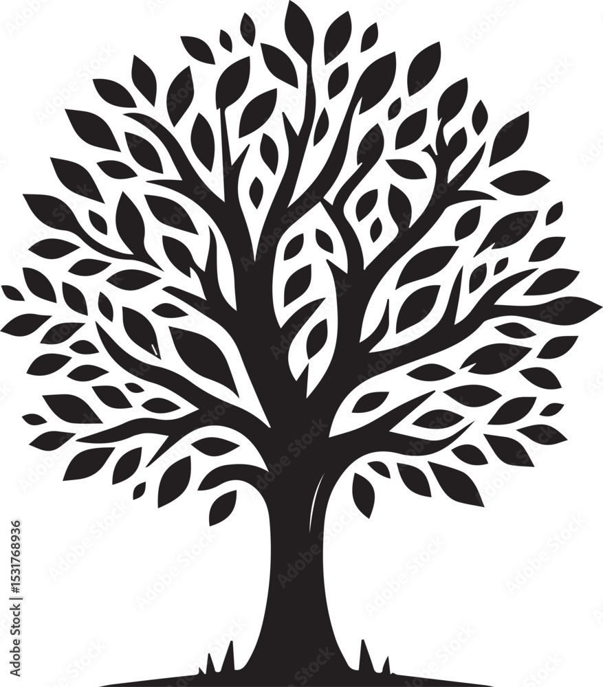 Obraz premium tree silhouette vector, tree logo vector illustration ,tree silhouette vector icon design