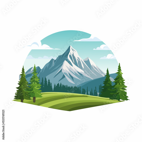 Majestic Mountain Landscape Serene Valley with Snow-Capped Peaks and Lush Green Fields