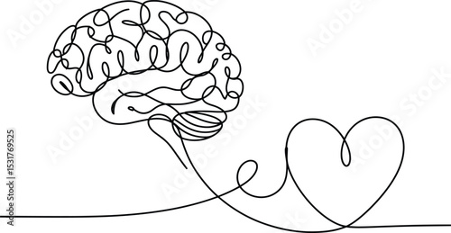 Continuous one line drawing human brain Editable Stroke