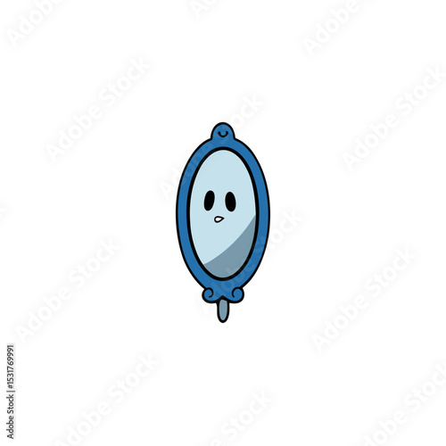 cartoon haunted mirror on white background  