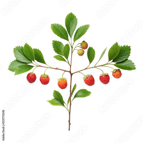 Strawberry tree branch isolated, and A tropical strawberry tree branch isolated