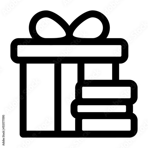 Gift Box and Coins Stack