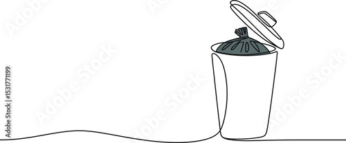 Continuous one line drawing of dust bin - Single line vector illustration
