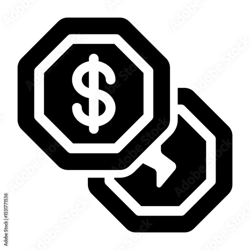 Octagonal Coins with Dollar Sign