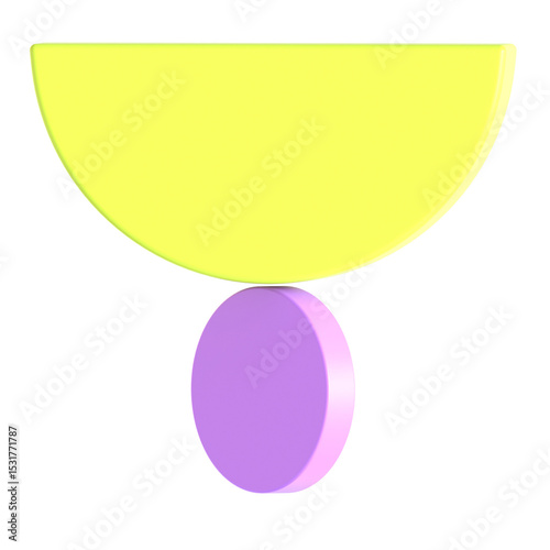 Abstract Element Purple Green 3d icon illustration