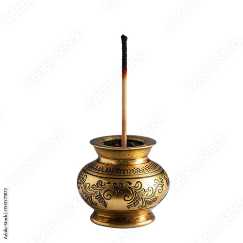 Wallpaper Mural Elegant Brass Incense Holder with Stick Ready for Aromatic Use Torontodigital.ca
