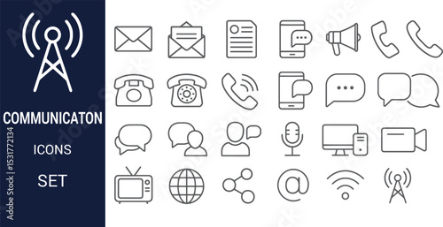 Communication Icons Set  A Collection of Modern Line Icons for Digital Communication