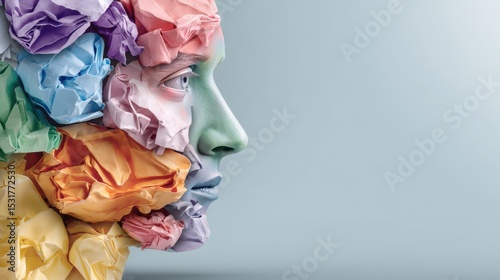 Wallpaper Mural Colorful crumpled paper forms a portrait of a person. Torontodigital.ca