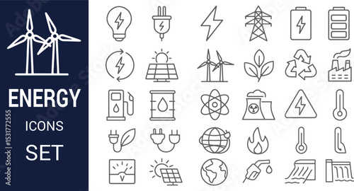 Renewable Energy Icons Sustainable Power Sources & Clean Energy Solutions