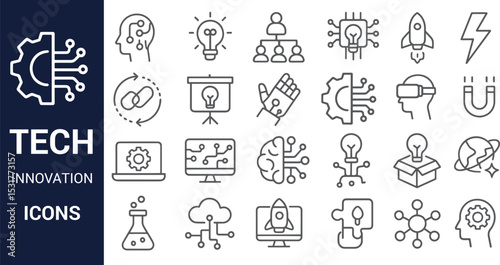 Tech Innovation Icons A Collection of Line Art Graphics for Technology and Startup Projects