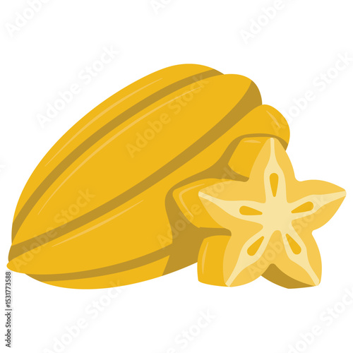 Starfruit Flat Illustration