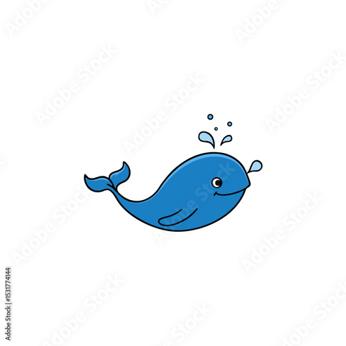 cartoon whale spouting water on white background  .svg