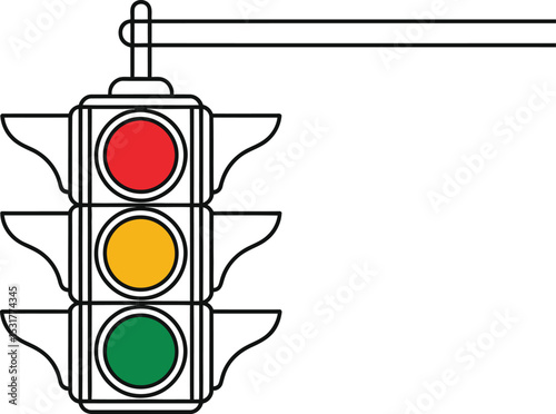 red traffic light Continuous one line drawing - Single line vector illustration