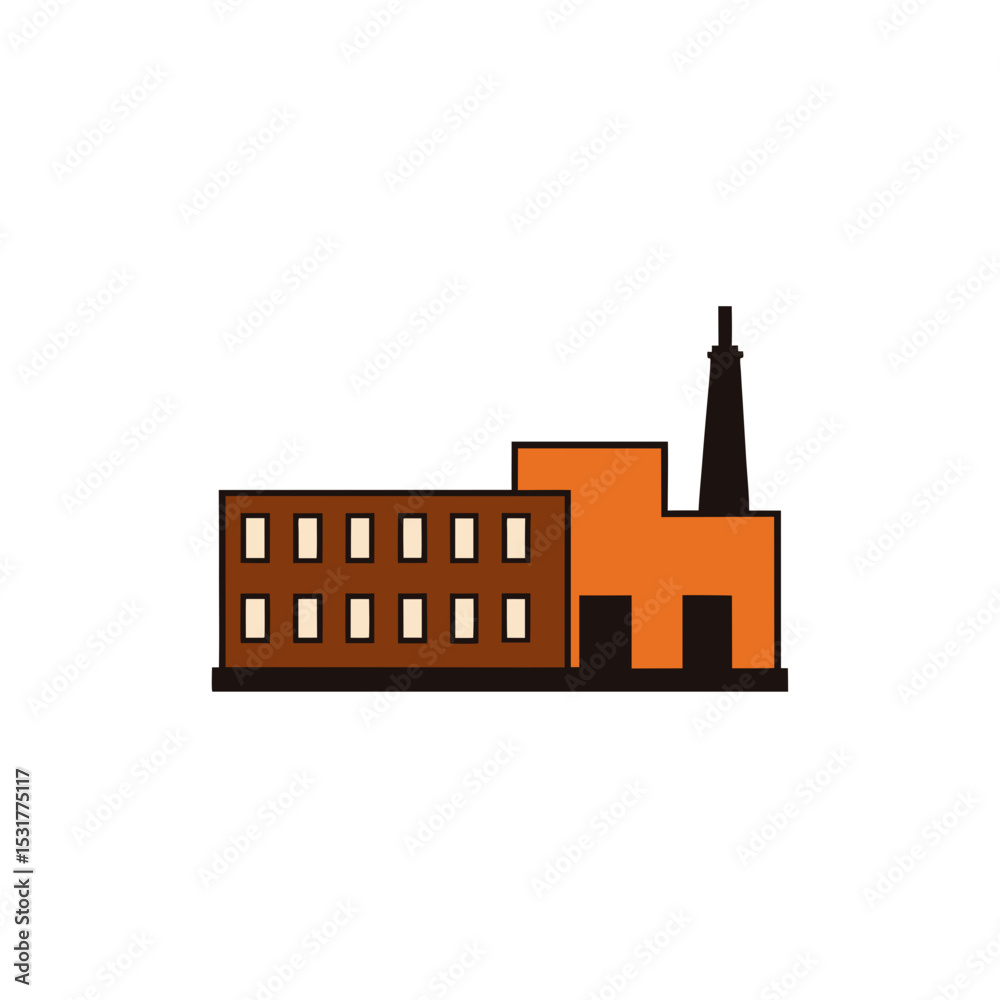 Obraz premium flat factory building silhouette on white