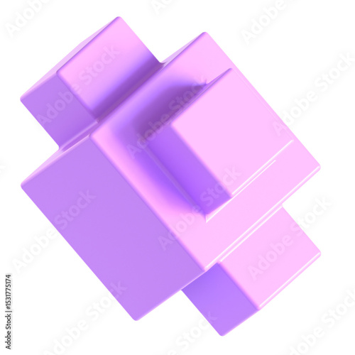 Abstract Element Purple Green 3d icon illustration