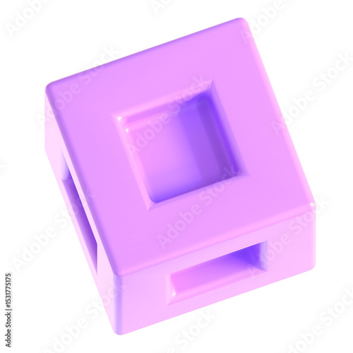 Abstract Element Purple Green 3d icon illustration