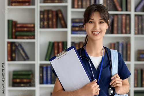 Female medical intern with ...