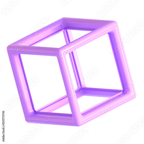 Abstract Element Purple Green 3d icon illustration