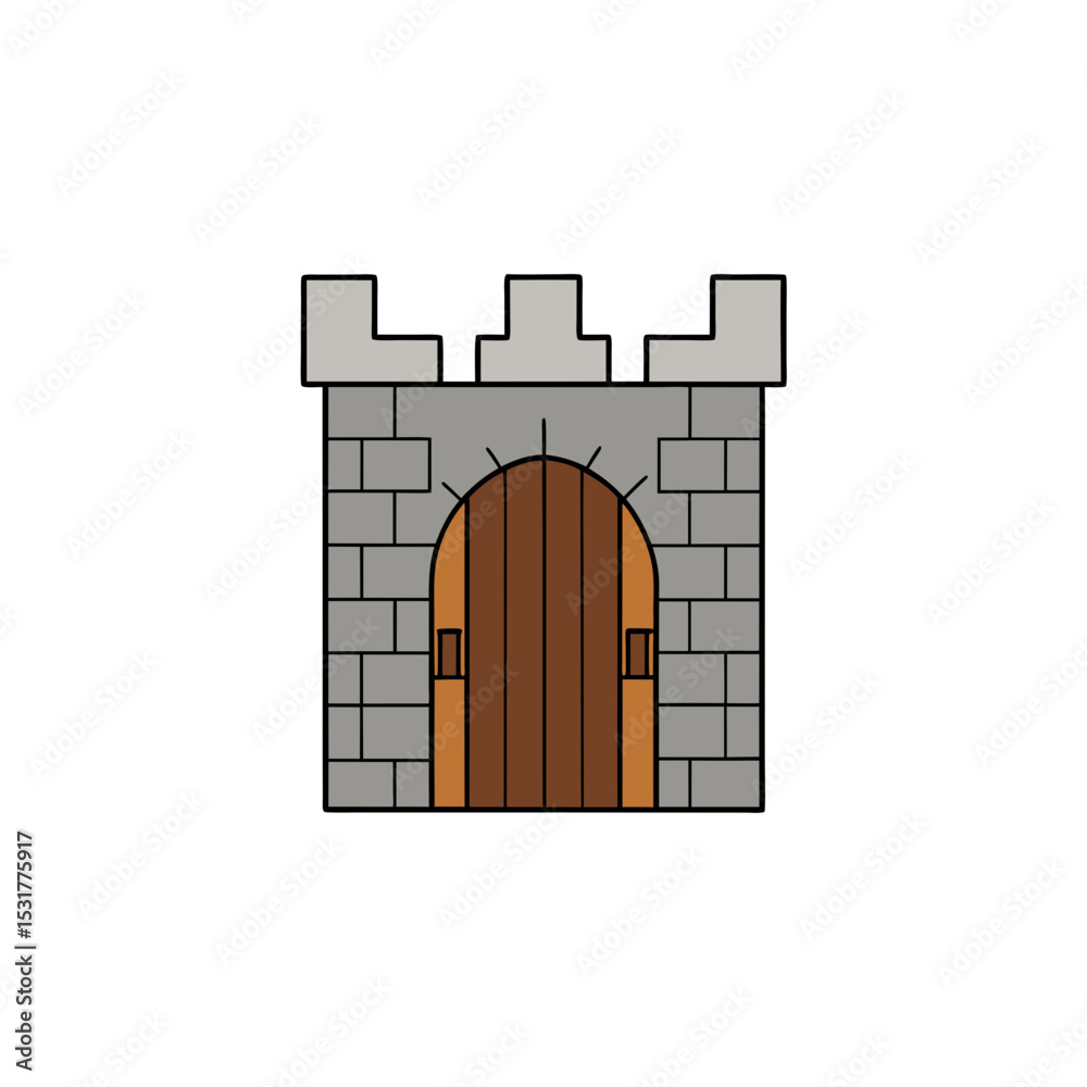 Fototapeta premium realistic ancient castle gate with iron doors on vector illustration