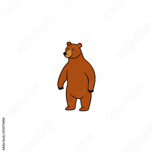 realistic brown bear standing on hind legs on vector illustration