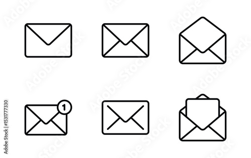 envelope icon set, mail symbol vector