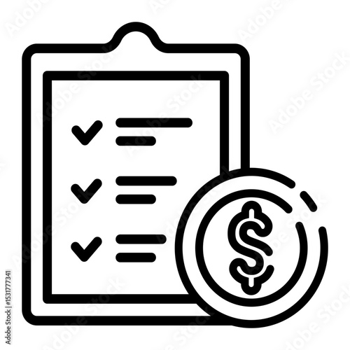 Made in the uk a checklist with a dollar coin for your success vector icon outline style.
