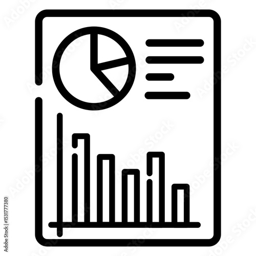 Made in uk pie chart and bar graph for data visualization vector icon outline style.