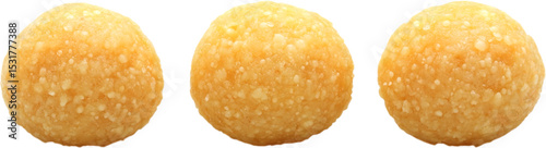 Traditional Indian laddu sweet ball close-up on a transparent background
