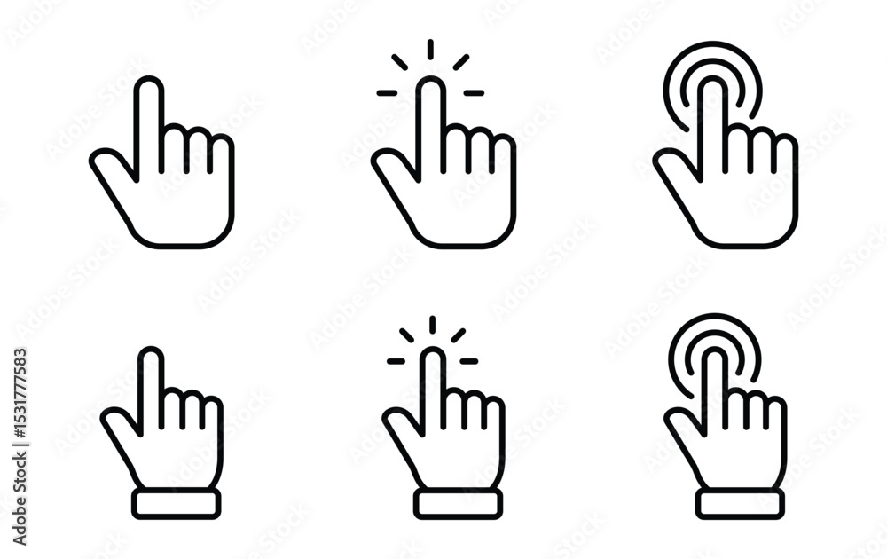 Obraz premium Hand click icon set. hand cursor icon vectors 