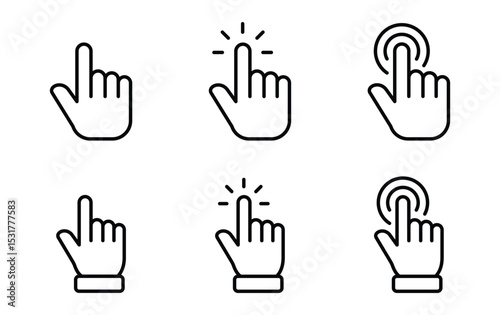 Hand click icon set. hand cursor icon vectors	