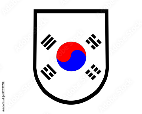 South Korean national flag icon with a button design, symbolizing the nation of Korea