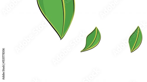 2d Animation background Green Leaf Falling Gracefully A Serene of Nature