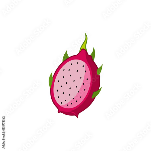 realistic dragon fruit sliced open on white 