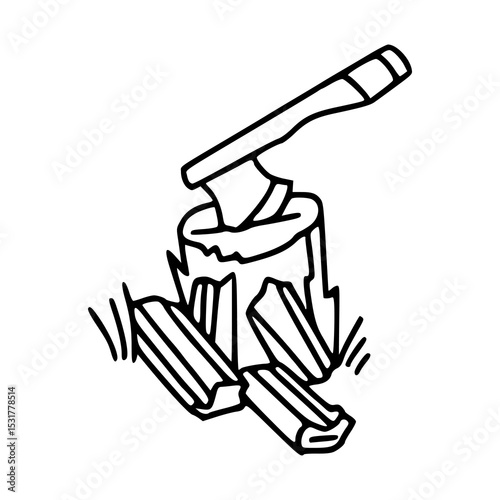 chopping wood outline drawing
