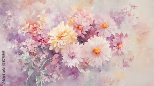 watercolor flowers border poster background